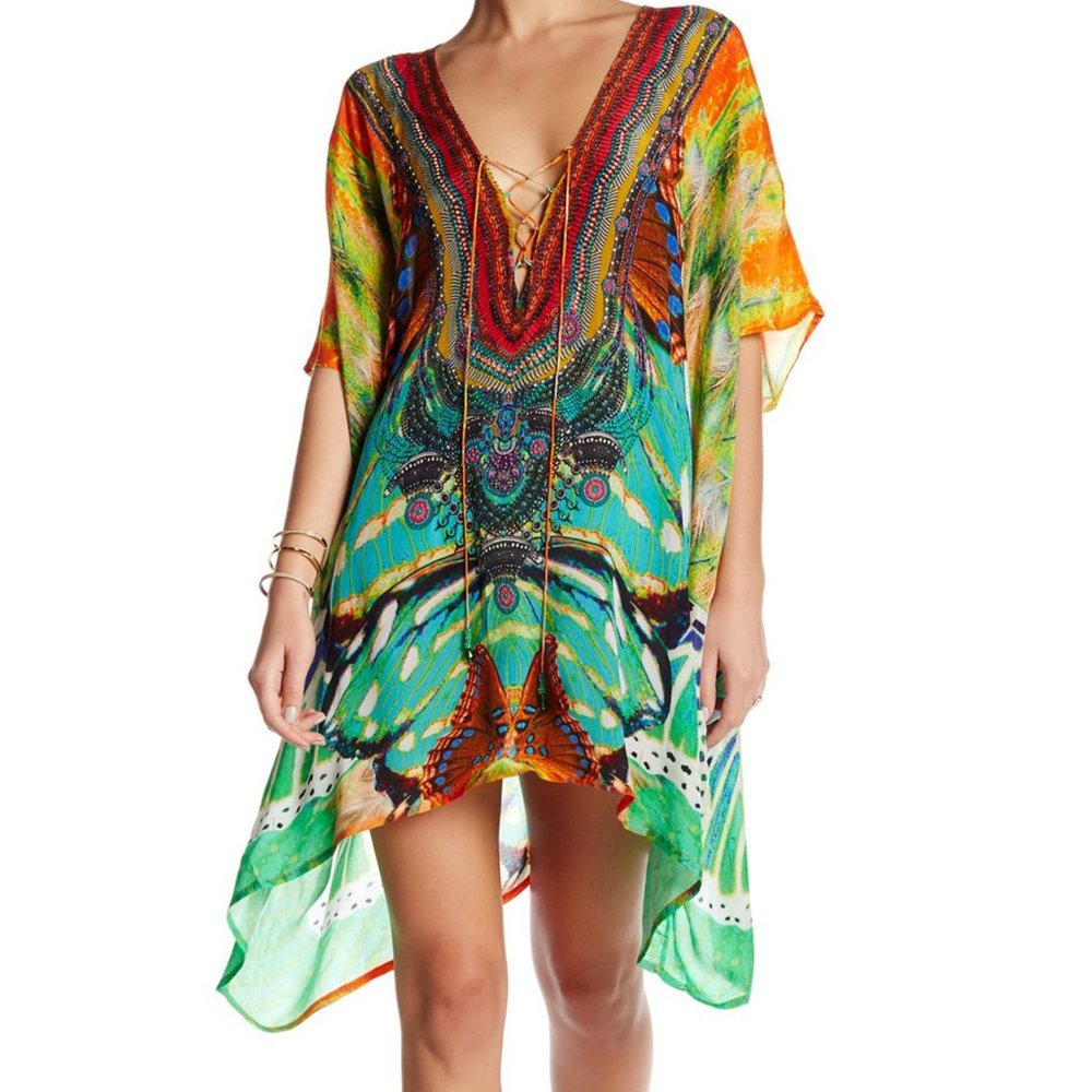 Lace Up Kaftan [Printed caftan dress] under $160
